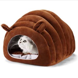 猫ハウス ドーム型 猫ベッド 犬用 ペットベッド 暖かい ふわ休憩所 猫 小型犬用寝床 ペット用寝袋 冬用キャットハウス 保温