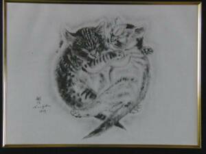 Art hand Auction Tsuguharu Foujita/Katze, Unterzeichnet, Mit Katzennamen, Neuer hochwertiger Rahmen 06, Ara, Malerei, Ölgemälde, Tierbilder