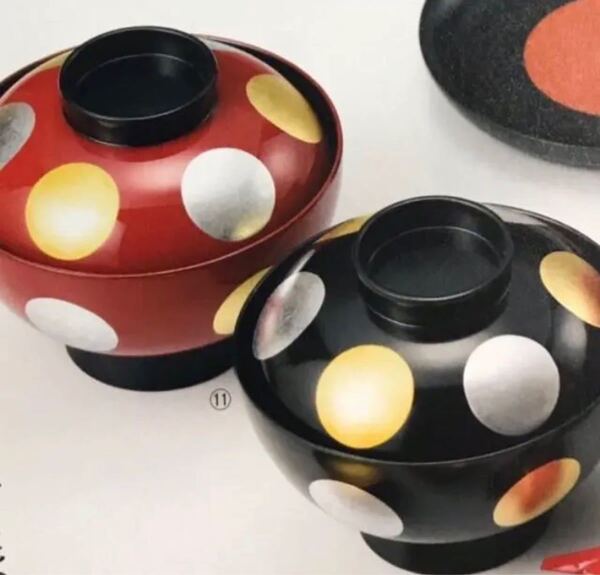 越前漆器■越前塗 夫婦吸物椀 日月蒔絵【2客】本漆手塗り【新品】