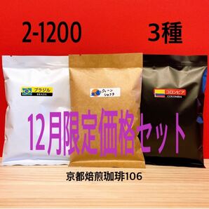 《2-1200》12月限定価格 飲み比べ 自家焙煎 珈琲豆 3種セット(各100g)