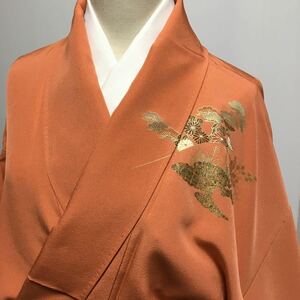  silk . crepe-de-chine tsukesage high class . clothes beautiful goods length 158cm.66cm