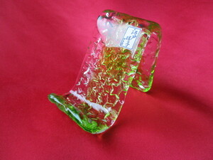 江戸硝子　ガラス製　携帯スタンド　スマホスタンド　グリーン　日本製　未使用品