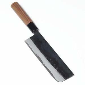 [新品 土佐打刃物] 菜切り包丁 黒打ち仕上げ 両刃 刃渡り16.5cm