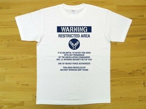 RESTRICTED AREA 白 5.6oz 半袖Tシャツ 紺 S ミリタリー U.S. AIR FORCE ステンシル