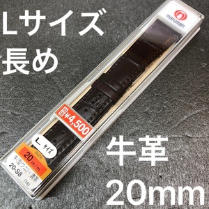 送料無料 バネ棒付★特価 新品★maruman 長い ロング 牛革ベルト 20mm 牛革バンド 茶色★マルマン正規品 定価税込4,950円