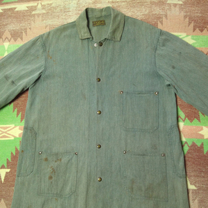 ストライプ コバート 【W.A.Hinckley】20s Striped Green Covert Shop Coat 20年代 ショップコート ワーク ジャケット ビンテージ 1910s30s