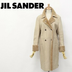 ◆JIL SANDER/ジル サンダー ムートン ダブル コート ライトベージュ 34