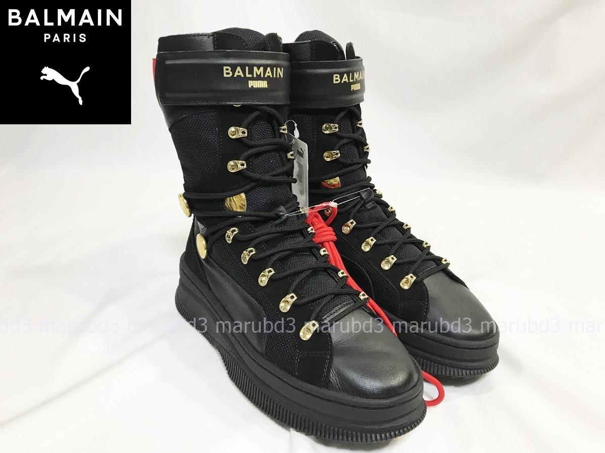 モスグリー バルマン ブーツ 25cm xD27E-m41283179590 BALMAIN ミドル