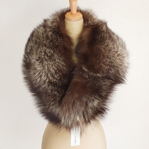  unused SaGa fox silver fox fur tippet brown group SaGa fox made in Japan SAGA real fur 