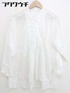 ◇ MACPHEE TOMORROWLAND ハーフボタン バンドカラー 長袖 シャツ ブラウス サイズ36 ホワイト レディース