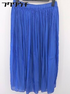 ◇ FONCE フォンセセ サテン調 ウエストゴム ロング ギャザー スカート サイズ 38 ブルー レディース