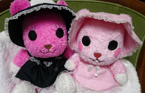 POSTPET/ポストペット/モモ/コモモ/2体セットぬいぐるみ/ゴスロリロリータボンネット/ぬいぐるみ/約30cm/非売品
