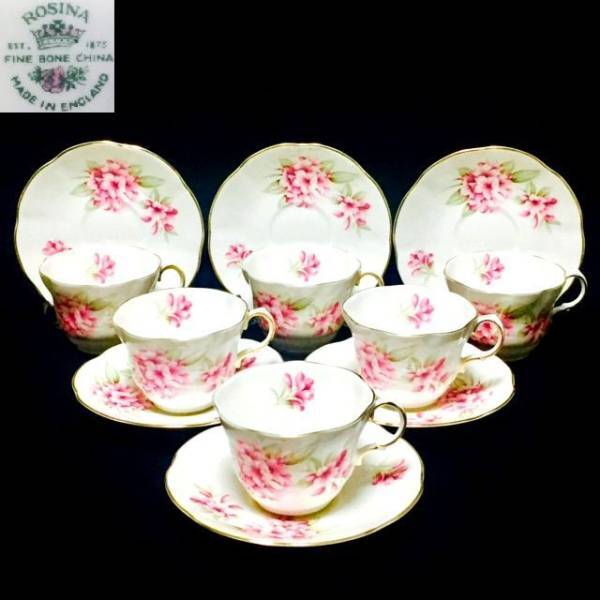 レア!英国名品ROSINA ロジーナ花びらカップ&ソーサー6客セット