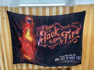 【 JACK DANIEL'S-ジャックダニエル 】展示品　特大マルチクロス　200×140 IT TAKE FIRE TO MAKE JACK 店舗　BAR　販促　コレクション