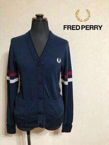 FRED PERRY フレッドペリー レディース ニット カーディガン トップス サイズS 長袖 ネイビー ヒットユニオン F7043