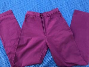 ビンテージ 90s カラーコットンパンツ　綿パンツ　スラックス ピンク色　レトロ　昭和　レディースパンツ