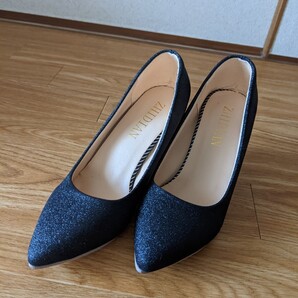 黒ラメ、パンプス