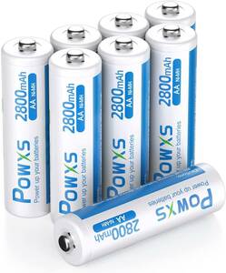 単4電池 8個パック POWXS 単四電池 充電式電池 高容量1100mAh ニッケル水素電池 約1500回使用可能 ケース2個