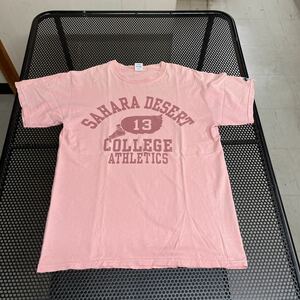 カナダ製 ビームス beams 半袖 カレッジプリント Tシャツ ピンク Mサイズ 全体的にヨレてます