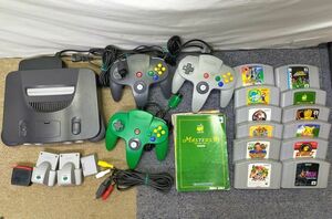 【NK950】Nintendo 64 ロクヨン 本体 ゲームソフト12本付き コントローラー×3 コントローラーパック　メモリー拡張パック付 マリオ 