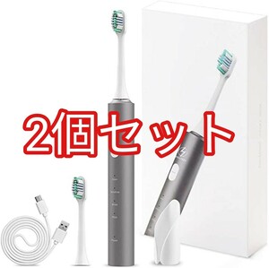 電動歯ブラシ IPX7防水 USB TYPE-C 充電 (替えブラシ2本)
