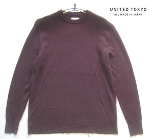  прекрасный товар!! united Tokyo UNITED TOKYO* прекрасный Silhouette вырез лодочкой шерсть вязаный свитер 1 полный размер S вино 