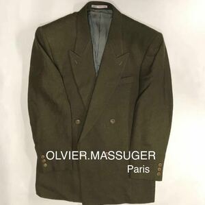 ★新品★未使用【大処分セール】OLVIER.MASSUGER 4ッ釦1ッ掛けソフトダブルジャケット　サイズM モスグリーン系カラー　ゆったり日本製！