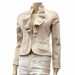 F beautiful * SunaUna *SunaUna* beige group * cotton .* stand-up collar * collar frill * tailored jacket *38 number (S~M size corresponding )/ spring autumn / commuting 