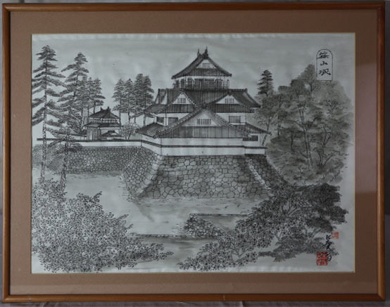 Castillo de Sasayama (dominio Kurume) Dibujo a pluma de Shoun, Cuadro, pintura japonesa, Flores y pájaros, Fauna silvestre