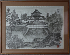 Art hand Auction Castillo de Sasayama (Dominio Kurume) Pintura a pluma Nombre del autor: Shon, cuadro, pintura japonesa, flores y pájaros, pájaros y bestias