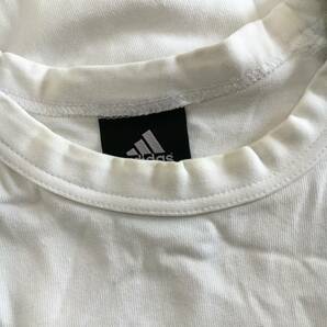 adidas/アディダス Lサイズ 半袖 Tシャツ ロゴT 3ストライプス 白 メンズの画像5