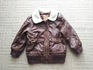 ★★H&M 子供服 ライダースジャケット風 ジャンバー 9２cm（ブラウン系）★大幅値下げしました★　　E12