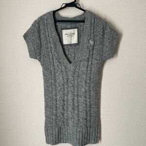  Abercrombie & Fitch short sleeves knitted wool V neck gray sweater S