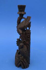鳥２羽の木彫りレトロ アンティーク硬く重い木に彫られています