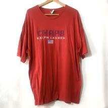 ■USA製 ビンテージ CHAPS チャプス RALPH LAUREN ラルフローレン 星条旗 3段プリント 半袖Tシャツ 古着 アメカジ レッド XL■_画像1