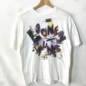 ■90s 90年代 USA製 ビンテージ ARTEX アルテックス LOONEY TUNES キャラクター達 総柄 両面イラストプリント 半袖Tシャツ 古着 ボーイズ■