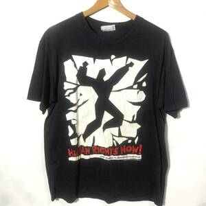 ■80s 80年代 ビンテージ Reebok SPORT リーボック スポーツ HUMAN RIGHTS NOW ! WORLD TOUR 1988 両面プリント 半袖Tシャツ 古着 財団■