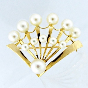K18YG * brooch pearl 4 millimeter . type pearl [ used * new goods has been finished ]/32485 10017777