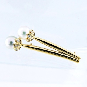 K18YG * brooch * pearl 6 month birthstone pearl. flower [ used ] /10024027