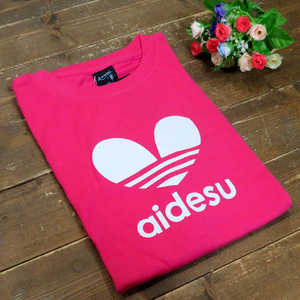 新古 キッズ パロディTシャツ aides アイデス おもしろ パロディ ピンク Ｔシャツ 150サイズ 沖縄土産 トップス 子ども服 半袖 夏 海 子供