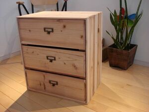 * size modification possibility * wooden 3 step drawer ④/ nameplate natural wood Country storage natural order possibility order possible size modification possible 