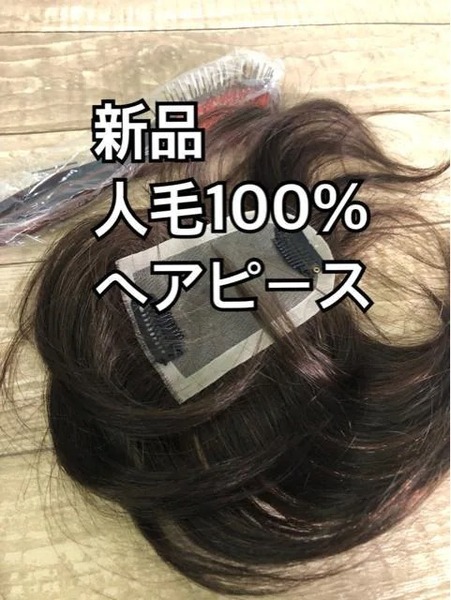 新品☆人毛100％ヘアピース地肌L広めミディアムブラウン☆p216