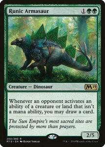 MTG ■緑/英語版■ 《秘紋のアルマサウルス/Runic Armasaur》 基本セット2019 M19