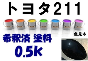 ◇ トヨタ211　塗料　ブラックマイカ　マークⅡ　希釈済　カラーナンバー　カラーコード　211