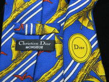 Christian Dior クリスチャン・ディオール メンズ　ネクタイ　ブルー×ヨット柄　ストライプ　 ビジネス スーツ 服飾小物 ブランド R35911_画像5