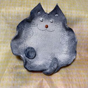 ハンドメイド 石粉粘土 猫トレー