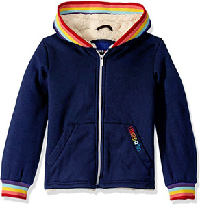  new goods 130 * cost koLIMITED TOO girls reverse side boa Zip Parker navy Rainbow rib jacket .... hood Kids 135 125