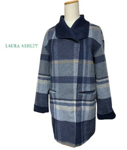 LAURA ASHLEY【ローラアシュレイ】ネイビー×チェック柄 リバーシブルコート ７号 （UK8 EUR34 USA4）