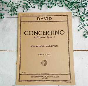  import musical score F.DAVID/CONCERTINO Op.12[BASSOON AND PIANO]da vi do/ Conti .ru Tino [ba Hsu n. piano ] IMC