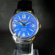 【激レア】RAKETA/メンズ腕時計/PILOT/ブルー.グリーン色/USSR/機会式手巻き/裏スケルトン/モルニヤの仲間/カッコいい/お正月.お年玉に_画像4